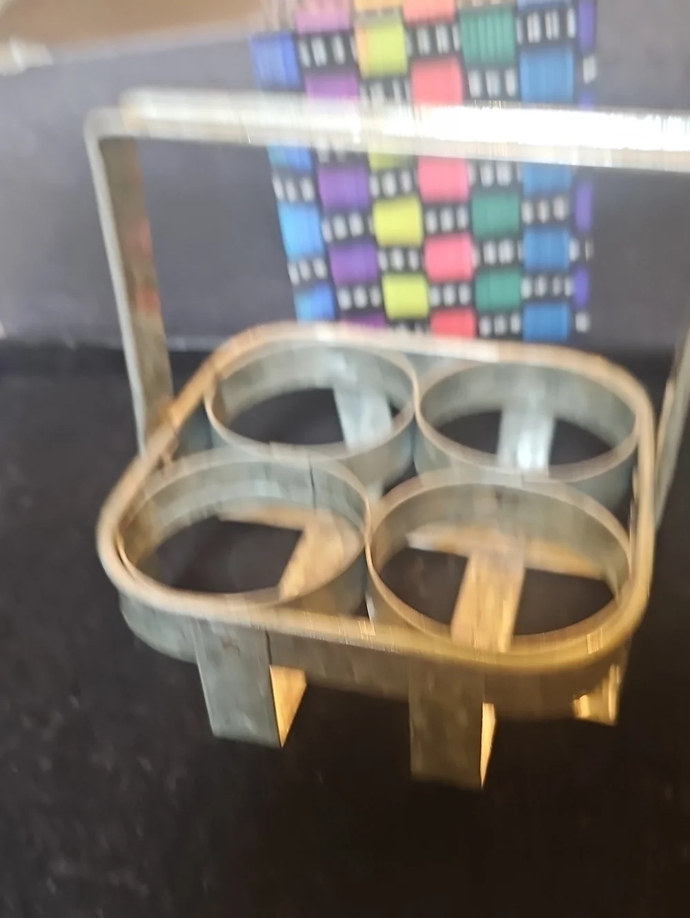 Vintage Hand-Hammered Copper Shot Glasses with Metal Caddy - Set of 4.